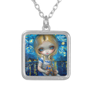 "Alice in a Van Gogh Nocturne" Silver Plated Necklace