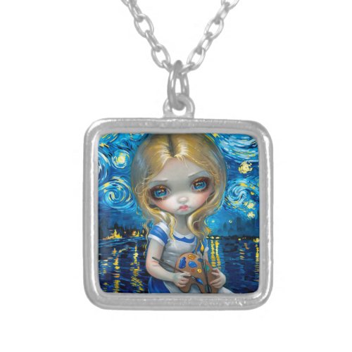 "Alice in a Van Gogh Nocturne" Silver Plated Necklace