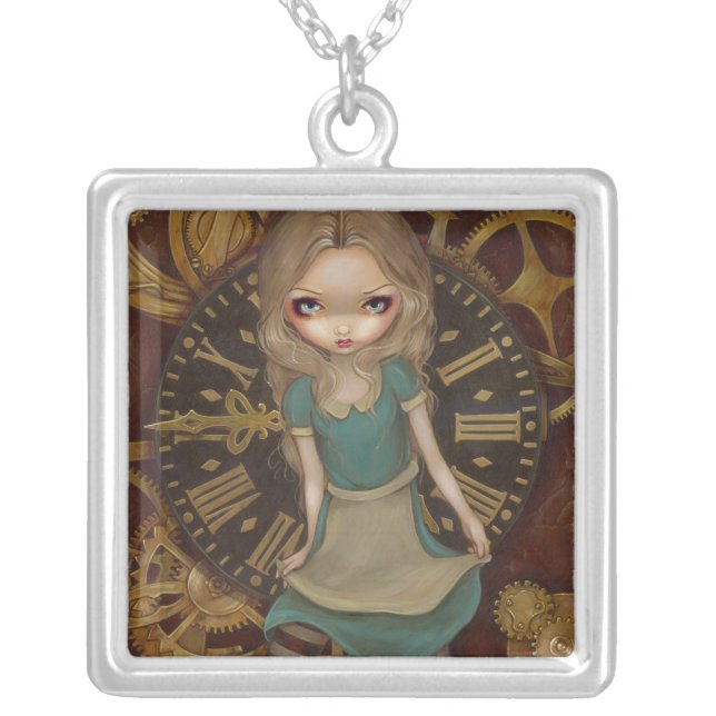 Alice in Clockwork NECKLACE steampunk wonderland (Front)