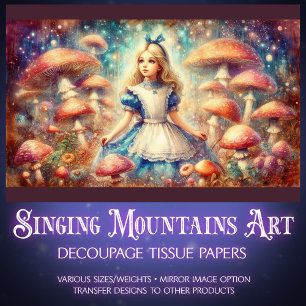 Alice in Dreamy Mushroom Wonderland Decoupage Tissue Paper