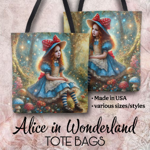 Alice In Mushroom Fantasy Forest Tote Bag