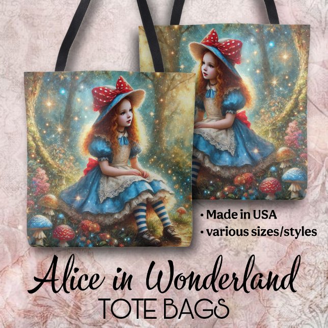 Alice In Mushroom Fantasy Forest Tote Bag (Creator Uploaded)