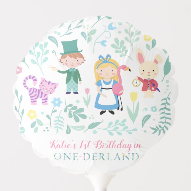 Alice in One-derland First Birthday Party Balloon (Front)