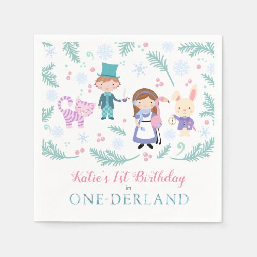 Alice in One_derland Winter Birthday Party Napkins