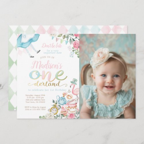 Alice in ONEderland 1st Birthday Invitation