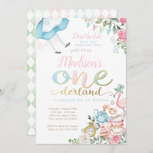 Alice in ONEderland 1st Birthday Invitation