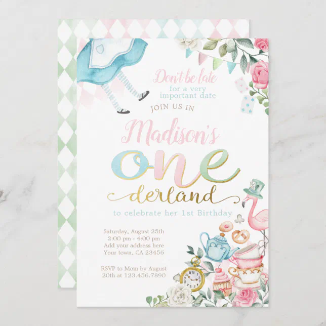 Alice in ONEderland 1st Birthday Invitation | Zazzle