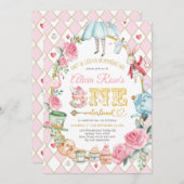 Alice in ONEderland 1st Birthday Mad Tea Party Invitation (Front/Back)
