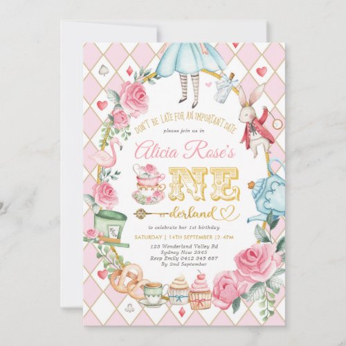 Alice in ONEderland 1st Birthday Mad Tea Party Invitation