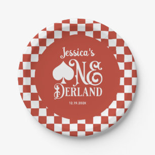  Alice in ONEderland 1st Birthday Red Checkered Paper Plates