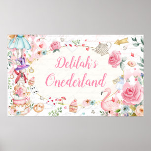 Alice in Onederland 1st Birthday Tea Party Banner Poster