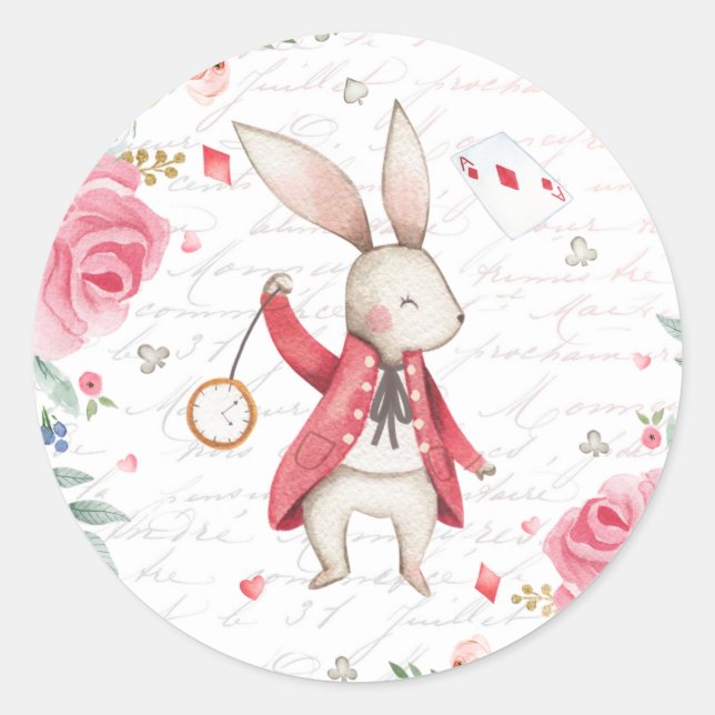 Alice in Onederland 1st Birthday Tea Party Favor Classic Round Sticker (Front)