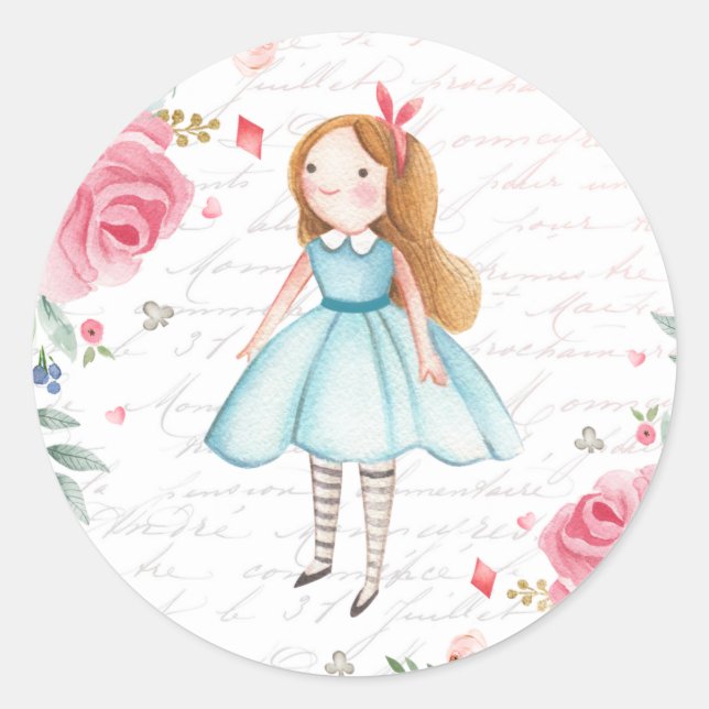 Alice in Onederland 1st Birthday Tea Party Favor Classic Round Sticker (Front)
