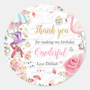 Alice in Onederland 1st Birthday Tea Party Favor Classic Round Sticker
