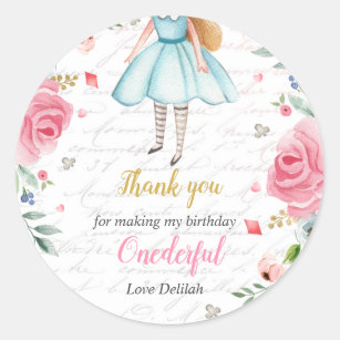 PERSONALISED  GLOSSY AFTERNOON TEA  BIRTHDAY  PARTY STICKERS ANY AGE 4 SIZES 