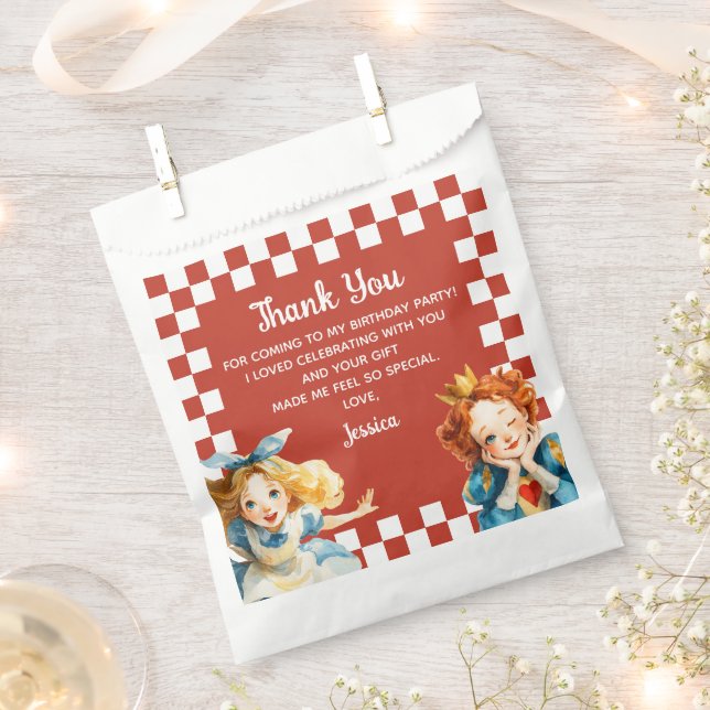 Alice in ONEderland 1st Birthday Thank You  Favor Bag (Clipped)