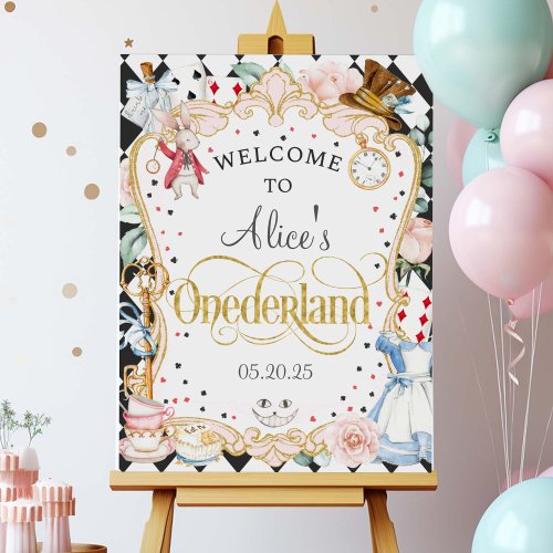 Alice in Onederland 1st birthday welcome sign