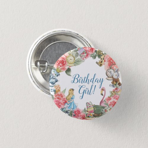 Alice in Onederland Birthday Girl Button