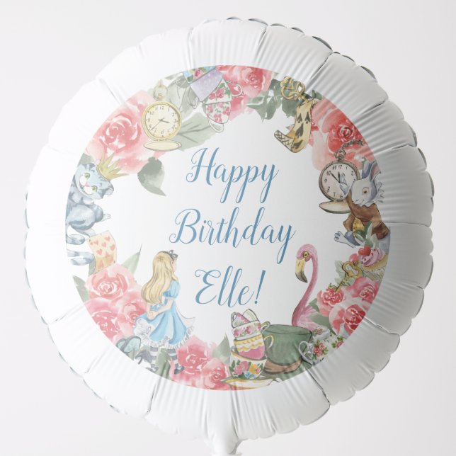 Alice in Onederland Birthday Girl Helium Balloon (Front)
