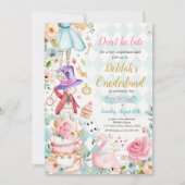 Alice In ONEderland Birthday Whimsical Tea Party  Invitation (Front)