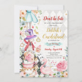 Alice In ONEderland Birthday Whimsical Tea Party  Invitation (Front)