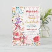 Alice In ONEderland Birthday Whimsical Tea Party   Invitation (Standing Front)
