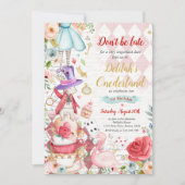 Alice In ONEderland Birthday Whimsical Tea Party   Invitation (Front)