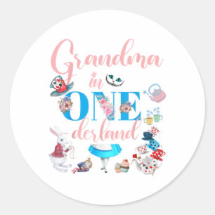 Alice In Onederland Family Grandma Of The Birthday Classic Round Sticker