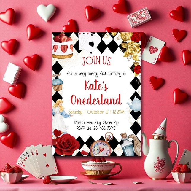 Alice in ONEderland First Birthday Invitation (Creator Uploaded)