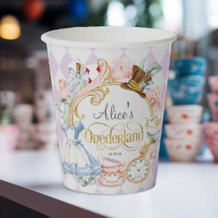 Alice in Onederland, girl 1st birthday Paper Cups