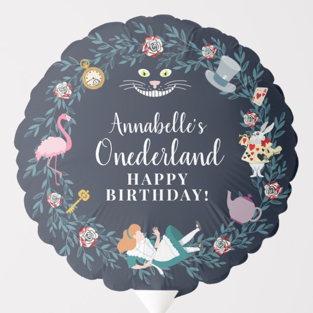 Alice in Onederland Kids 1st Birthday Balloon (Front)