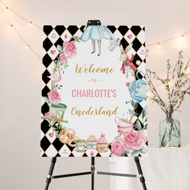 Alice in Onederland Mad Hatter Birthday Welcome Foam Board (In Situ (Stand))