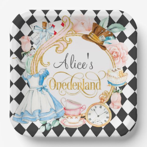 Alice in Onederland mad hatter tea party birthday  Paper Plates