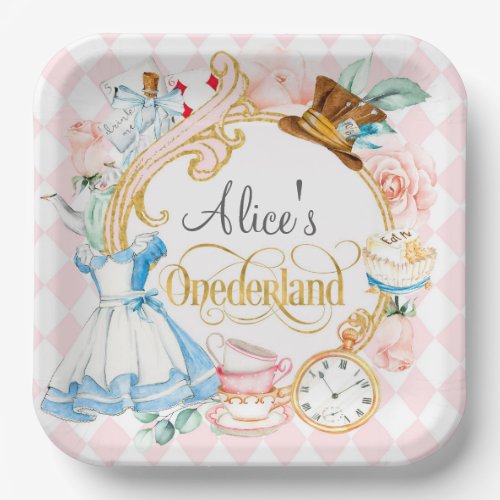 Alice in Onederland mad hatter tea party birthday Paper Plates