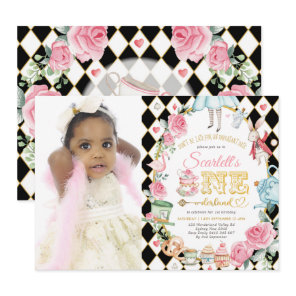 Alice in ONEderland Mad Tea Party 1st Birthday Invitation