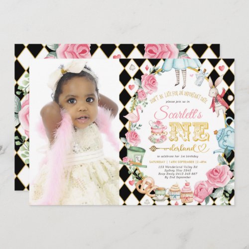 Alice in ONEderland Mad Tea Party 1st Birthday Invitation
