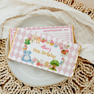 Alice in Onederland Tea Party Girl Birthday Hershey Bar Favors