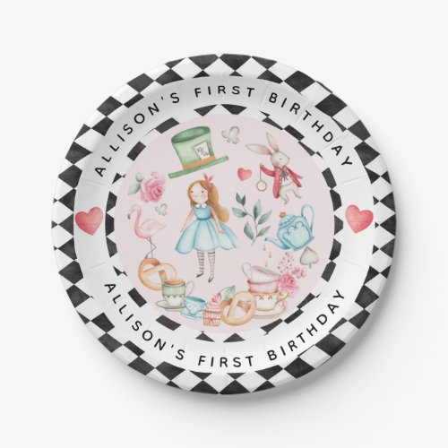 Alice in Onederland Tea Party Girl First Birthday Paper Plates