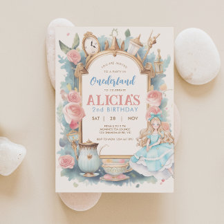 Alice in Onederland Tea Party Invitation