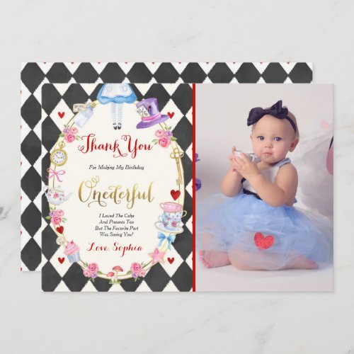 Alice In ONEderland Thank You Card Alice Thank You