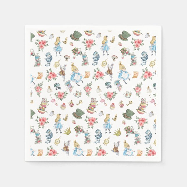 Alice in Onederland Themed Birthday Party Napkins (Front)