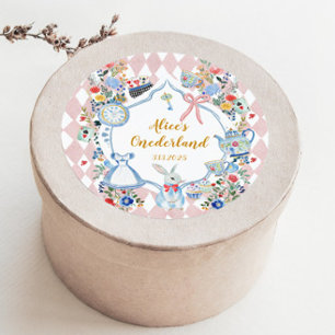 Alice in Onederland Whimsical Birthday Classic Round Sticker