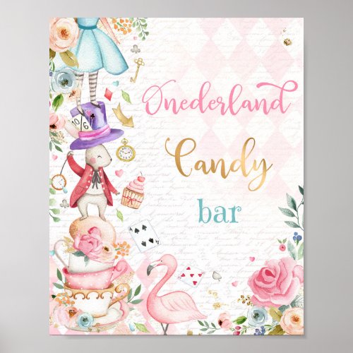 Alice In Onederland Wonderland Candy Bar Sign