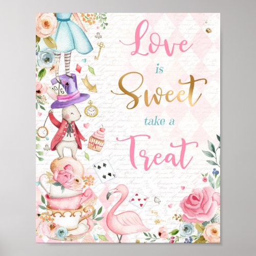 Alice In Onederland Wonderland Treat Favor Sign