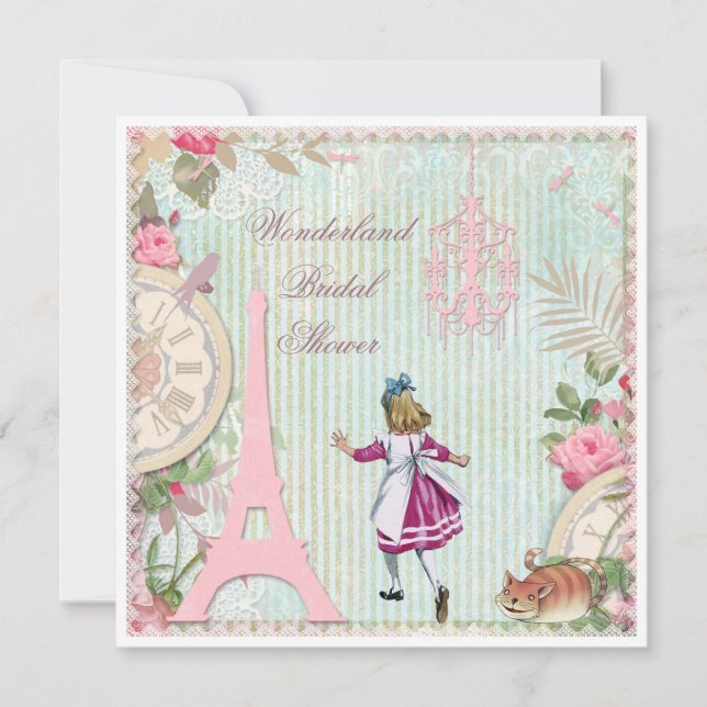 Alice in Paris Chic Wonderland Bridal Shower Invitation (Front)