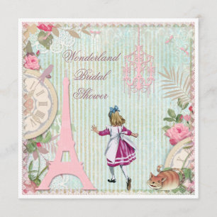 Alice in Paris Chic Wonderland Bridal Shower Invitation