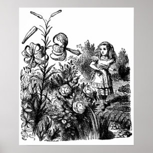 Alice in the Garden of Live Flowers Poster