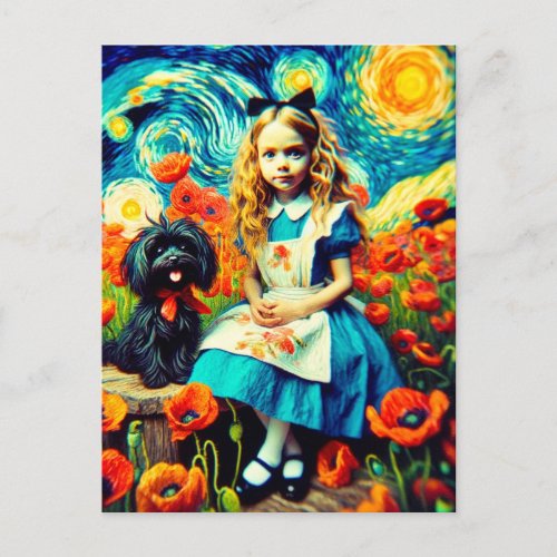 Alice in the Starry Night with Toto Dog Postcard