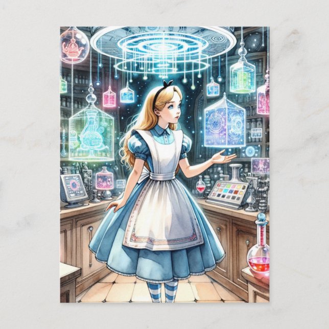 Alice in the Steampunk Apothecary Postcard (Front)
