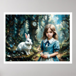 Alice in the Wonderland and the White Rabbit Poster